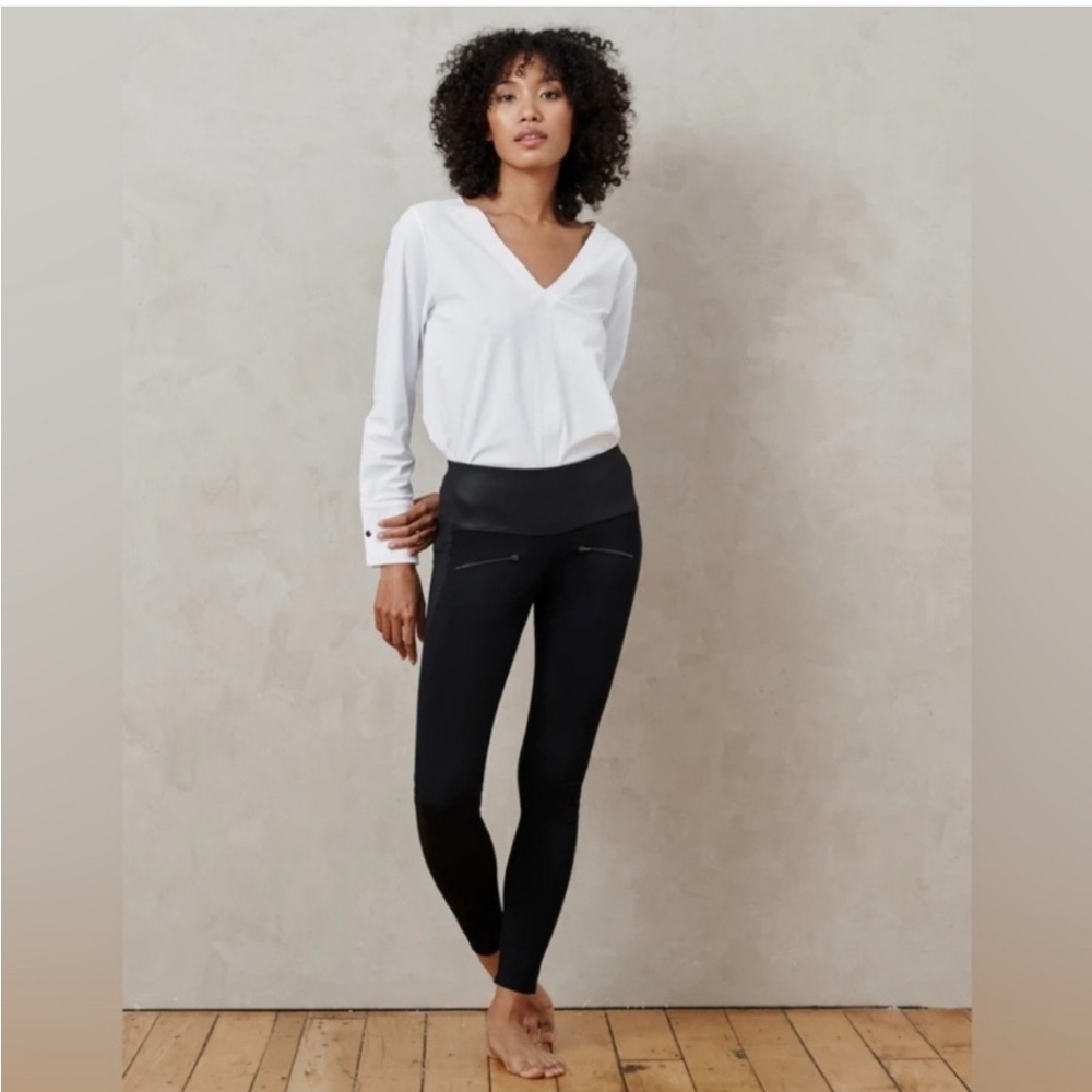 ADAY‎ Throw & Roll leggings black zipper S active office athletic casual edgy